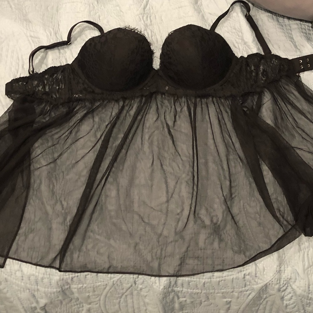 NWOT Push-up Black Lace Baby Doll Lingerie Victoria’s Secret Top